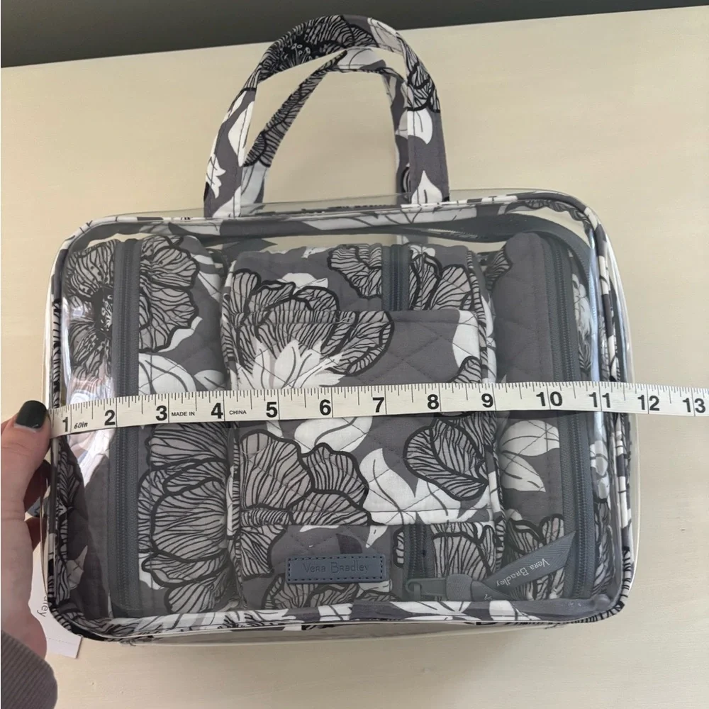 Vera Bradley 4pc Cosmetic Organizer Clear Bag with 3 Quilted Interior Bags Grey - Picture 6 of 9